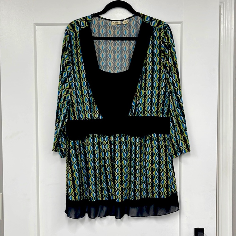 Black, green, blue, white dress shirt